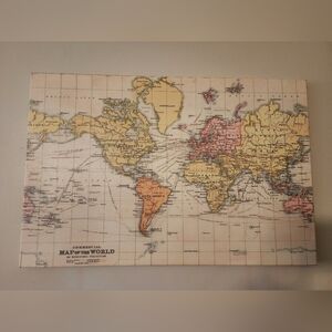 Vintage World Map Canvas, NWT